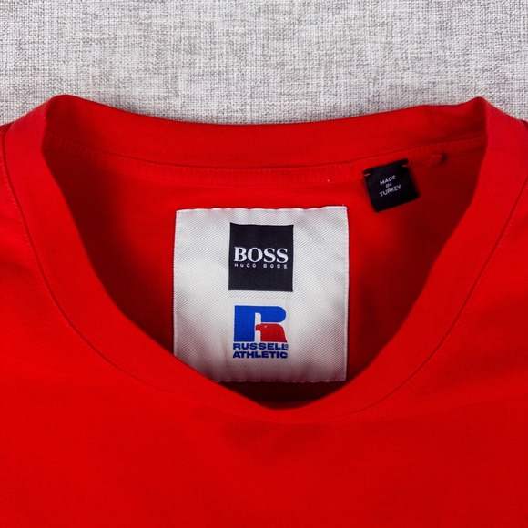BOSS x Russell Athletic BOSS ATHLETIC Red Logo T-Shirt Mens XL - Picture 5 of 14